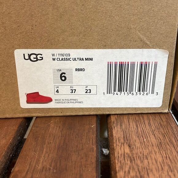 UGG Classic Ultra Mini Red Women Size 6 - Picture 13 of 15